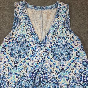 Lilly Pulitzer Amina Swing Dress XS Blue & White Pima Cotton Sleeveless V-Neck